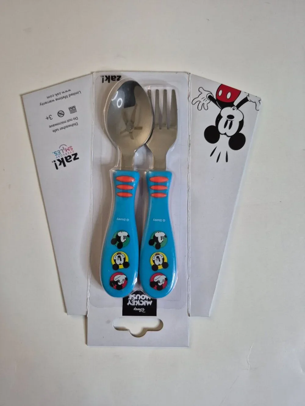 Mickey Mouse Zak! Easy Grip Flatware 2 Piece Set Spoon Fork New Must L@@K